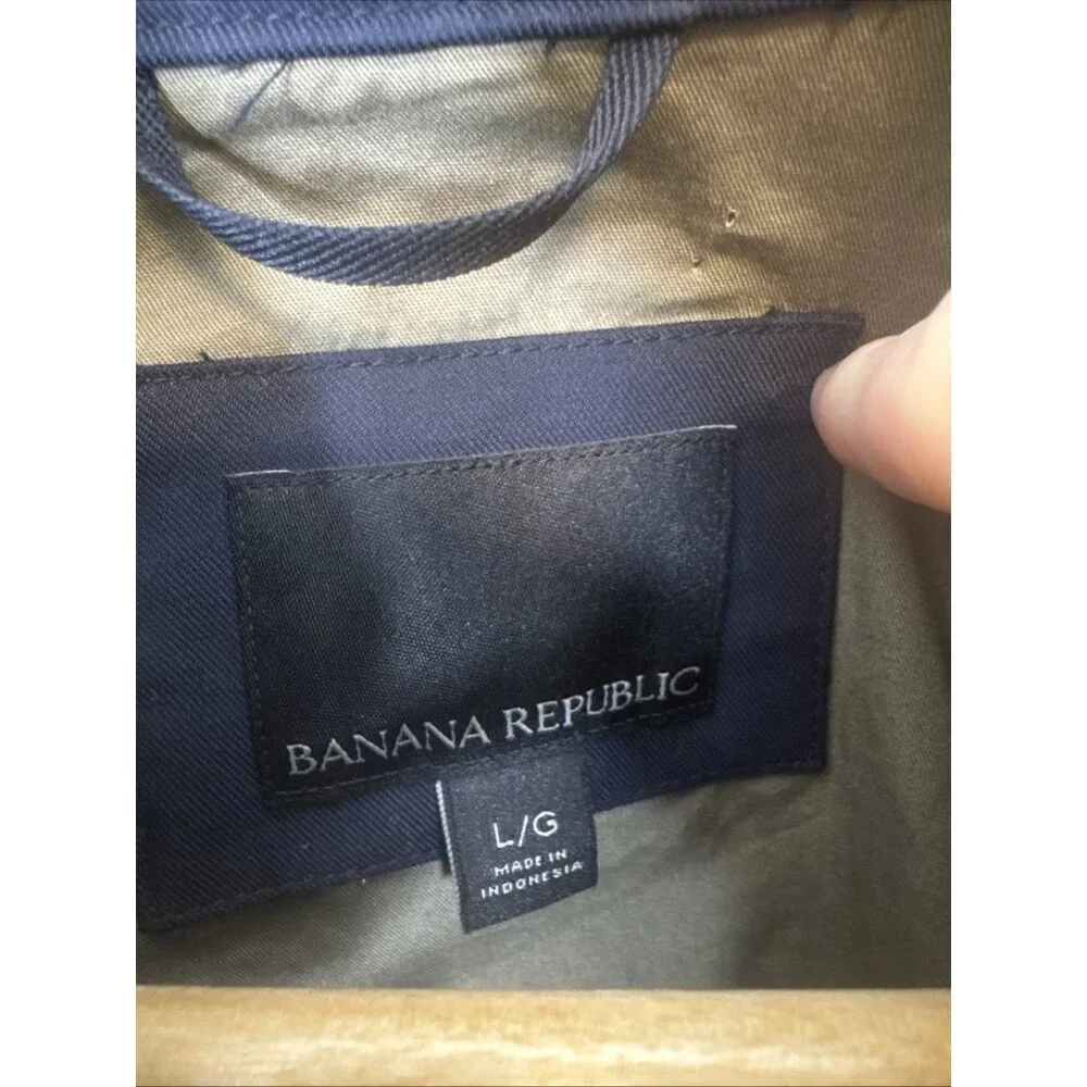 Banana‎ Republic 4 Pocket Field Jacket Navy Cotton Nylon Mens L Military Style